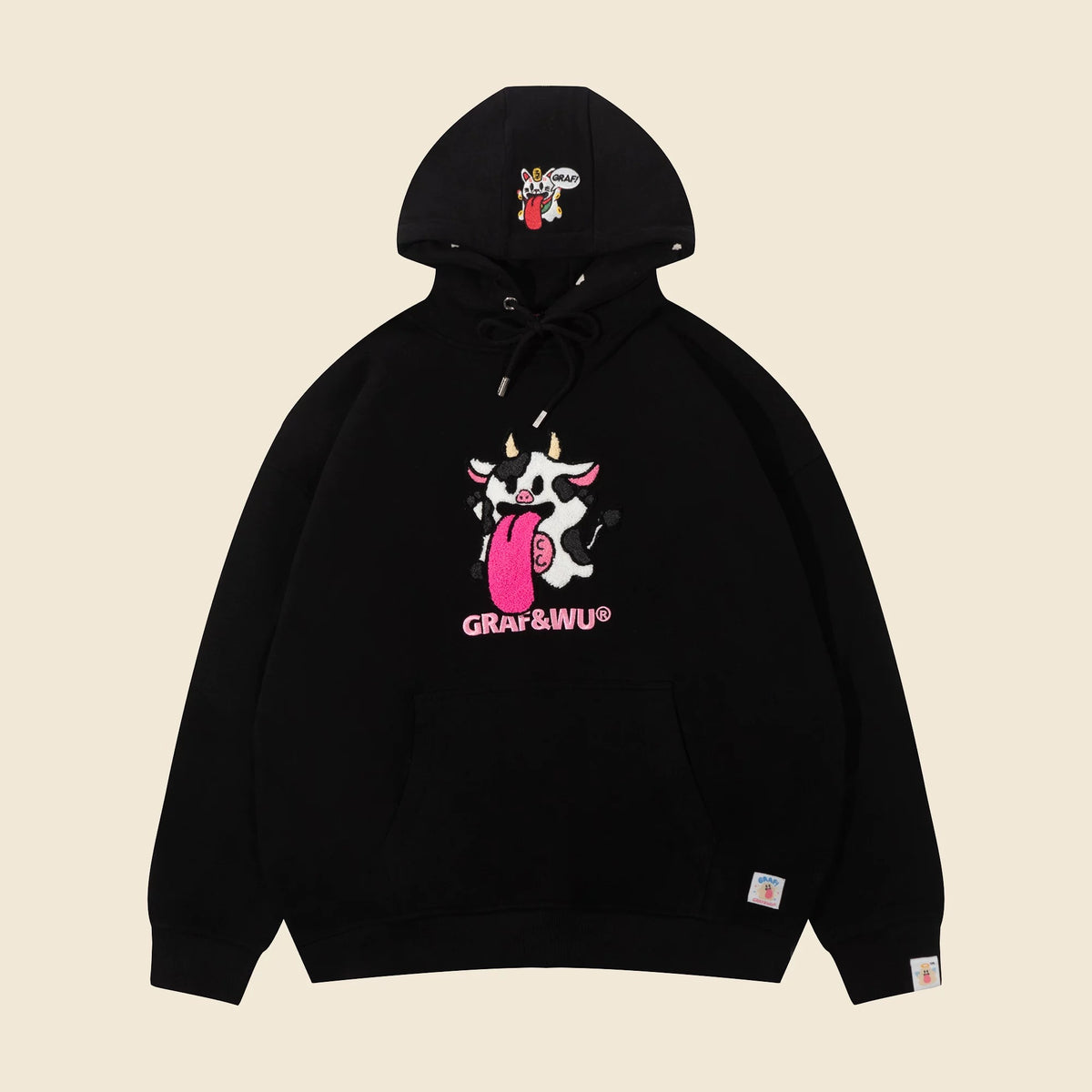 GRAF&WU Chinese Zodiac Character Loose-Fit Hoodie