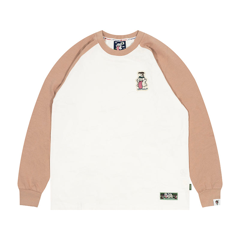 GRAF&WU Mushroom BooGhost 2.0 Embroidered Raglan Long Sleeve Tee