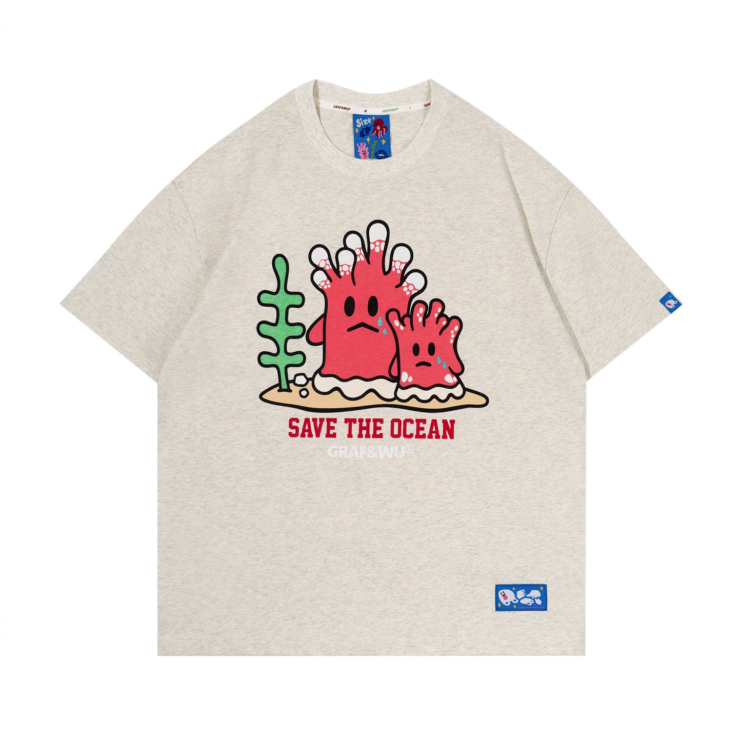 GRAF&WU Protect Ocean Nature Themed Cute Ghost T-shirt
