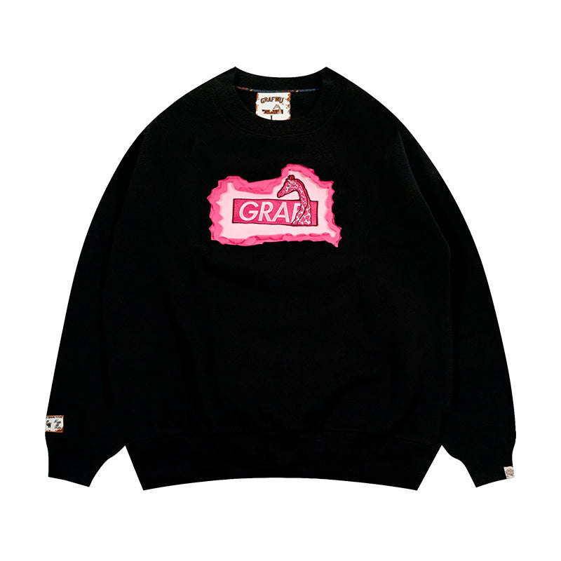 GRAF&WU Classic Erosion 2.0 3D Design Casual Fleece Crew Neck Sweatshirt