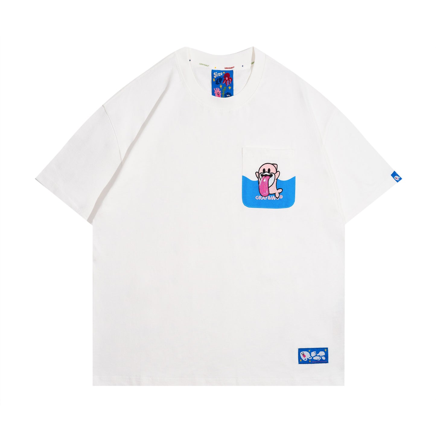 GRAF&WU Ocean Protect Coral Whale Giant Clam Cute Ghost Pocket T-shirt