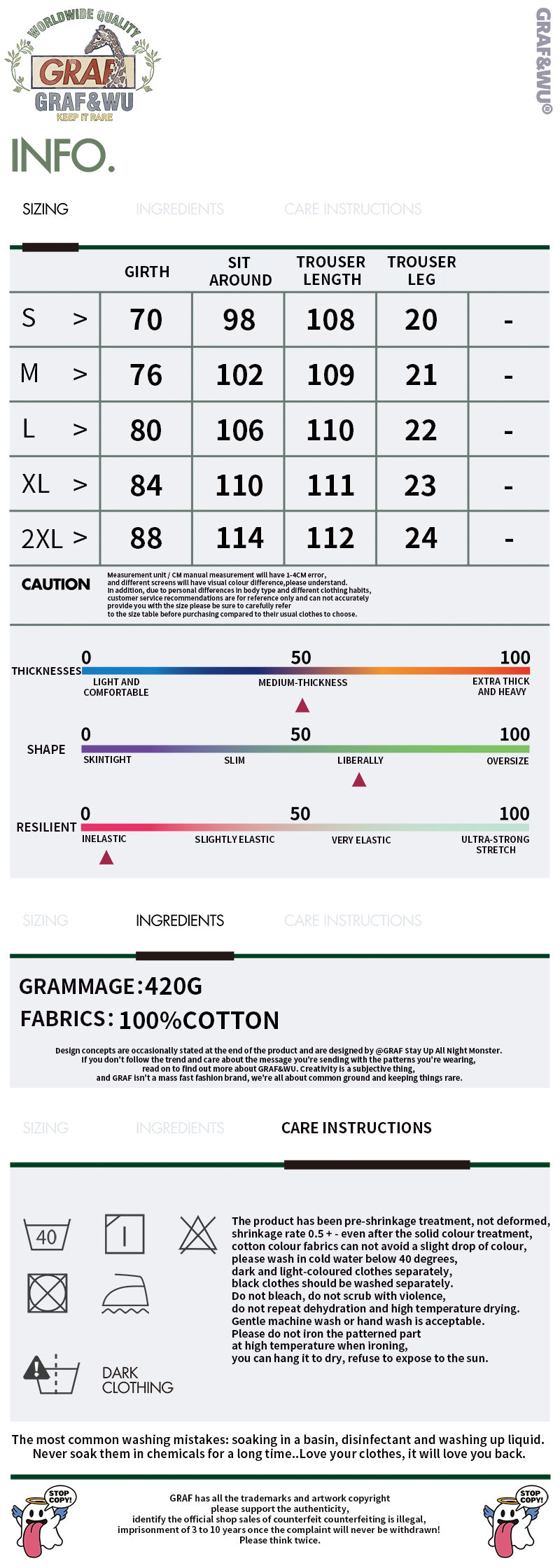 GRAF&WU Fashion Spliced Canvas Workwear Loose Trousers