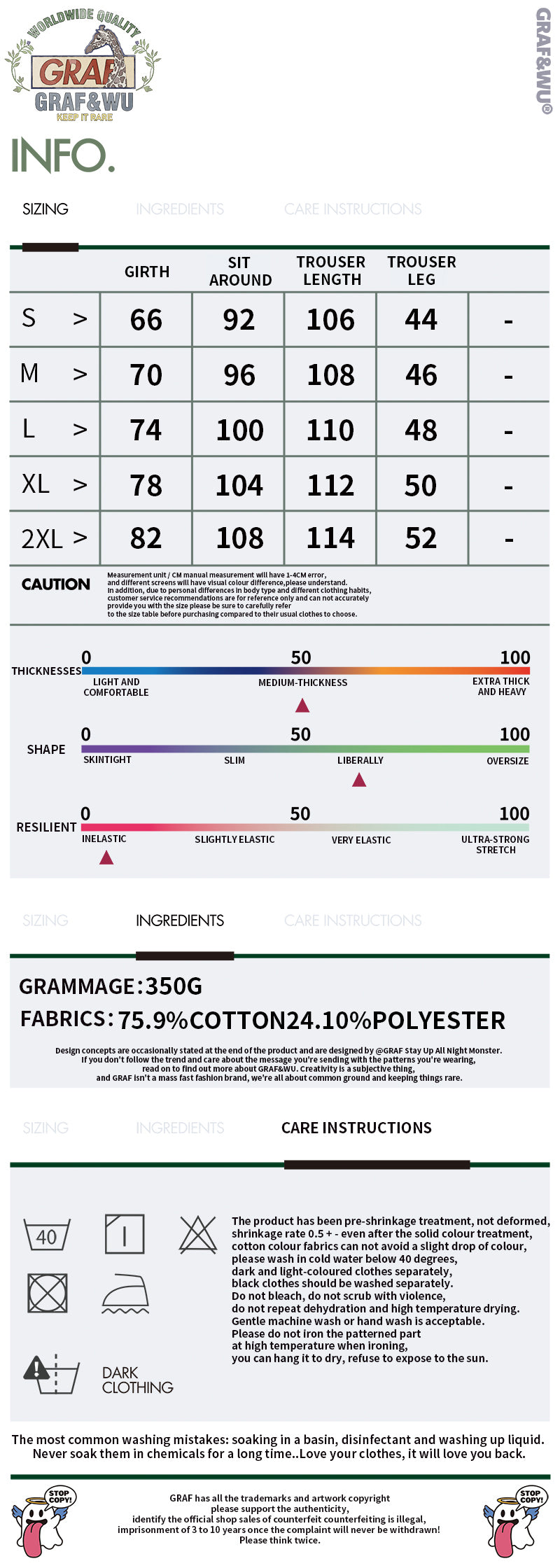 GRAF&WU Brand Arc Logo Embroidered Street Saggin Pants