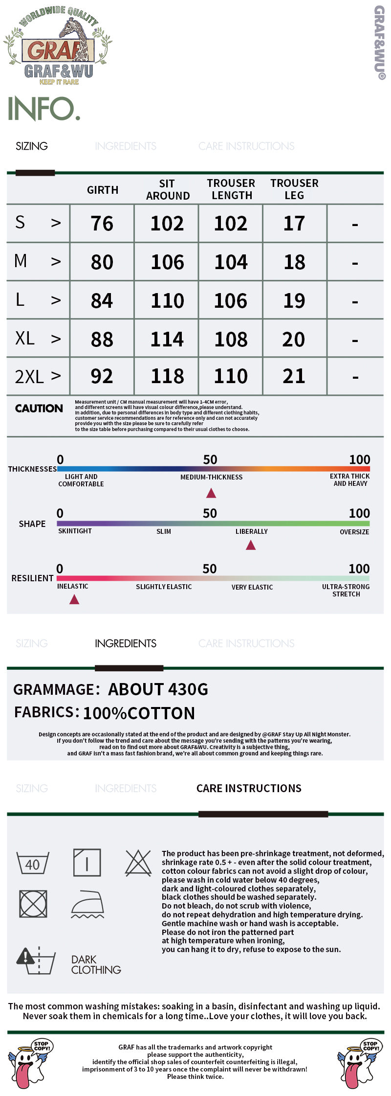 GRAF&WU Brand Letter Logo Embroidered Casual Pants