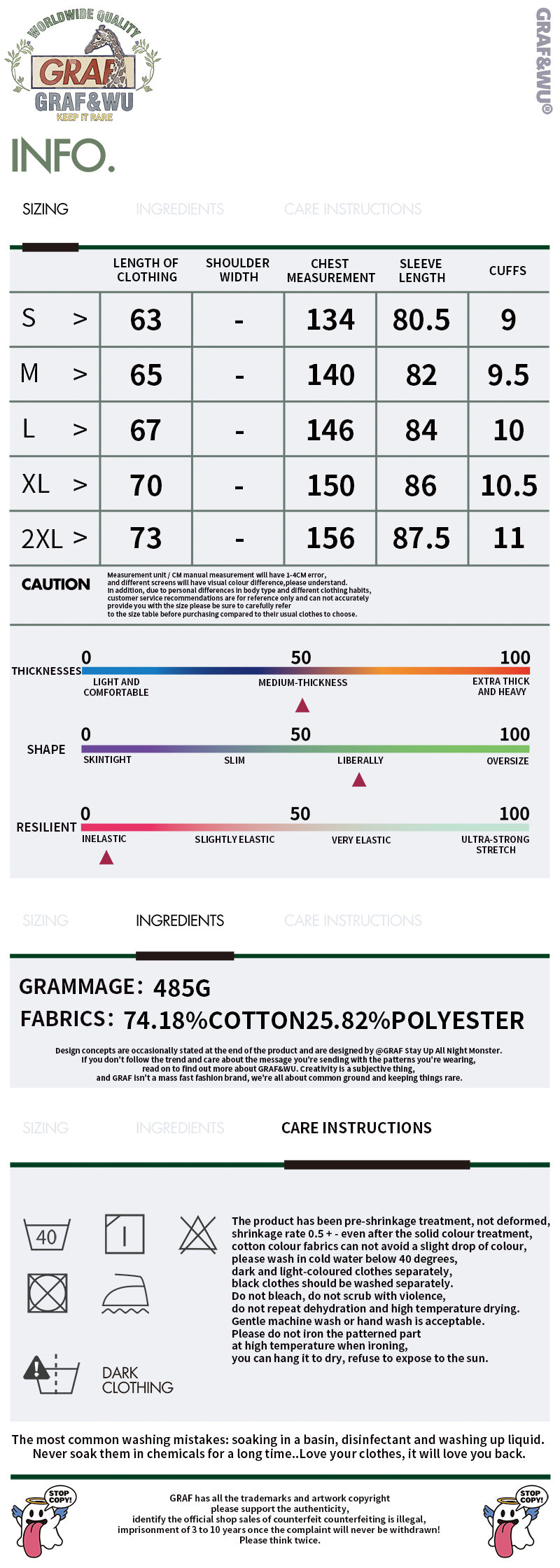 GRAF&WU Zip-up Hoodie Metal Deer Emblem Thick Fleece Cardigan