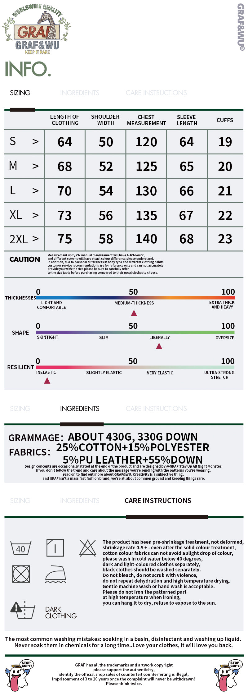 GRAF&WU Metal AK47 Angel Deer Logo PU Leather Collar Down Jacket