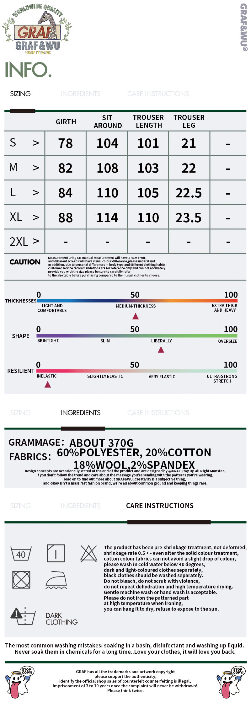 GRAF&WU Fashion Vertical Striped Design Loose Casual Trousers