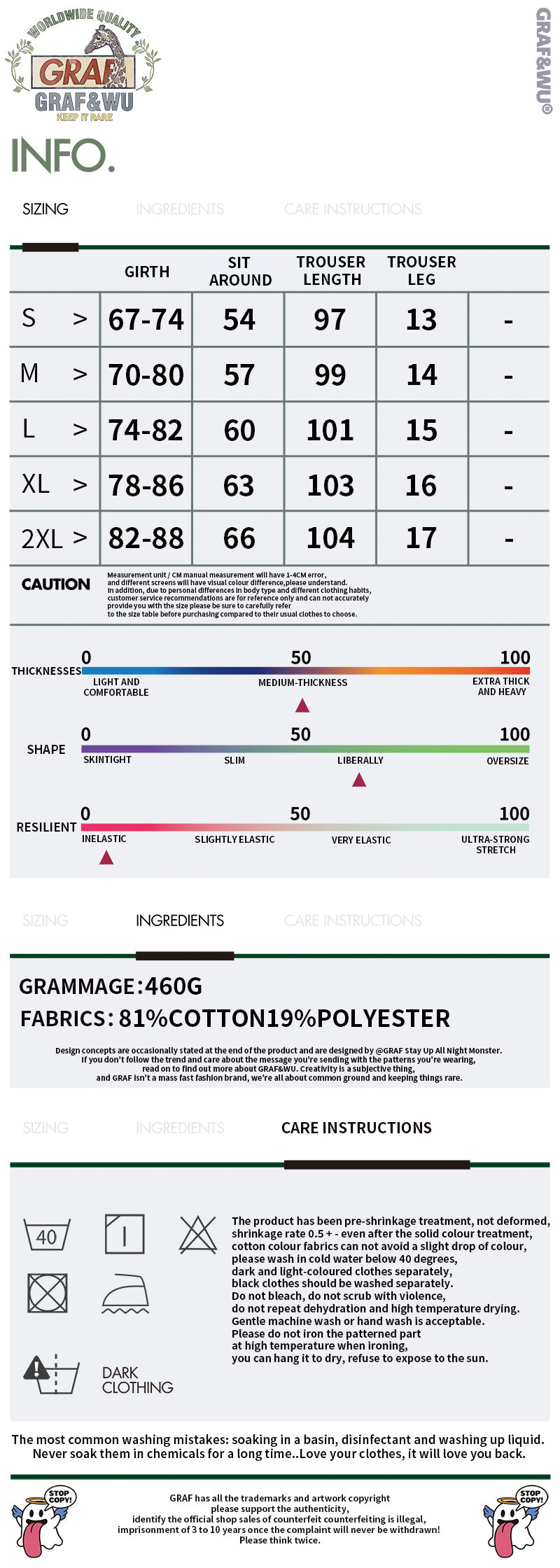 GRAF&WU Fashion Letter Embroidered Fleece Sweatpants